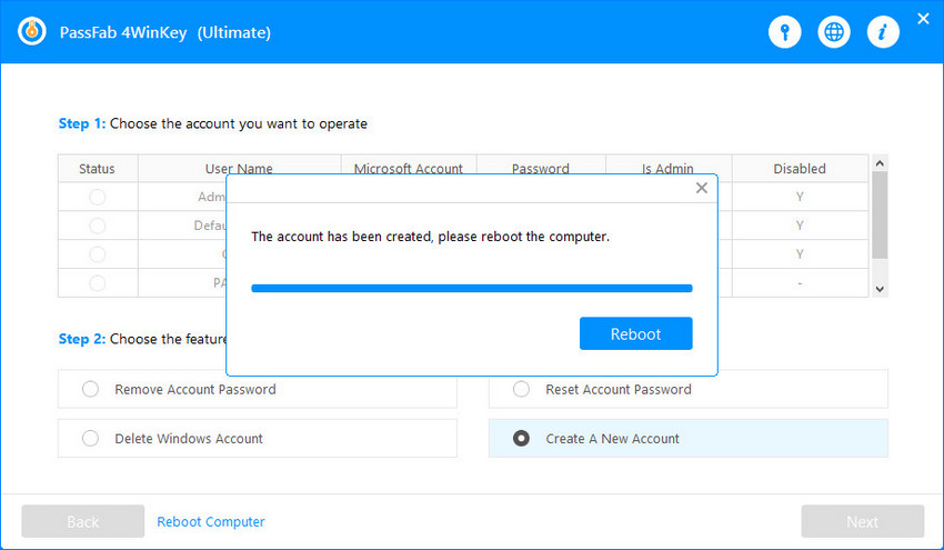 create account successfully