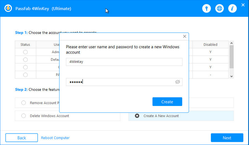 enter user name password