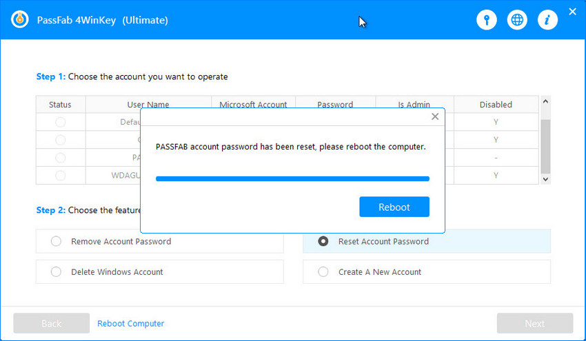 reset password successfully