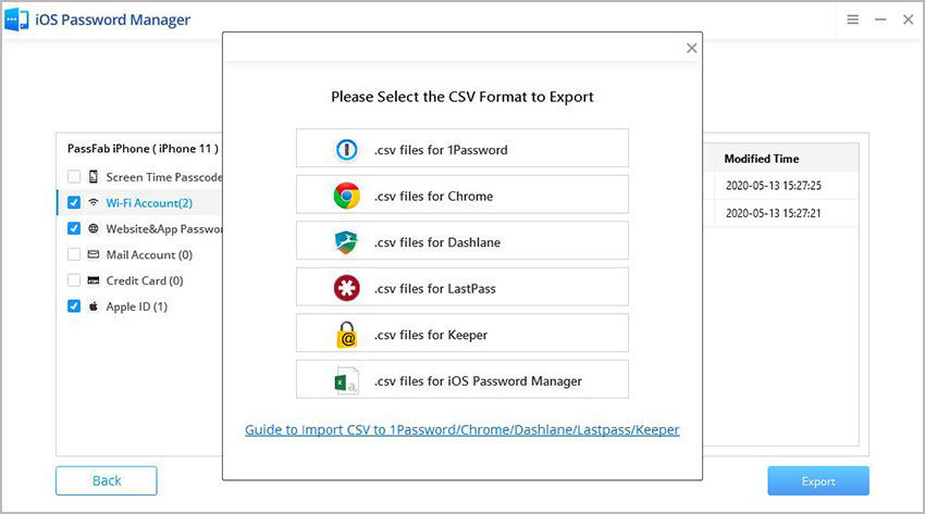 export password