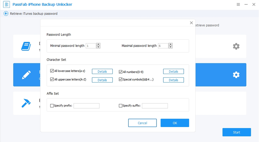 brute force with mask attack settings