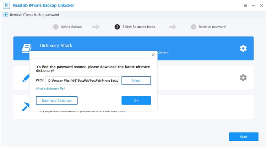 dictionary attack settings