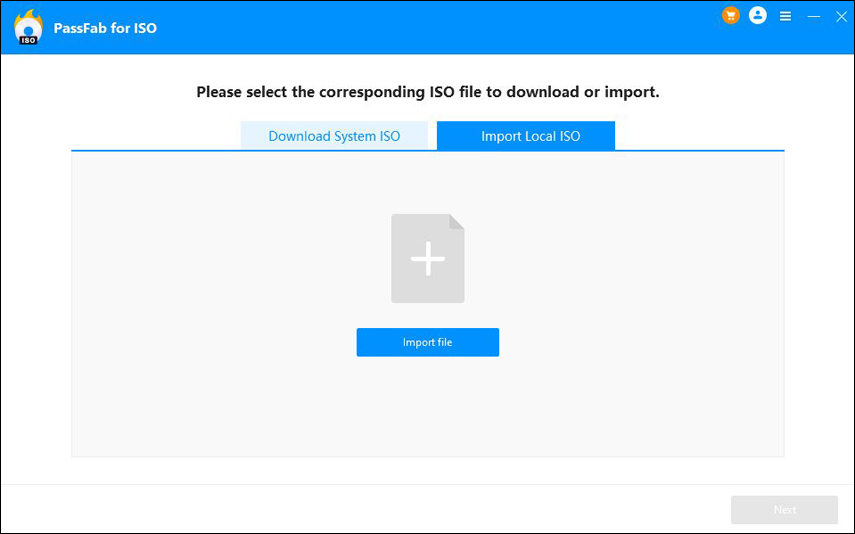 klik op bestand importeren om uw iso bestand te importeren