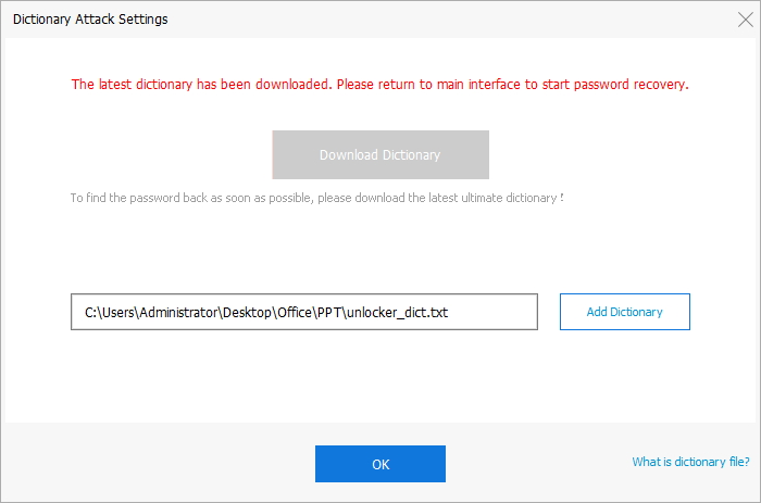 dictionary attack settings