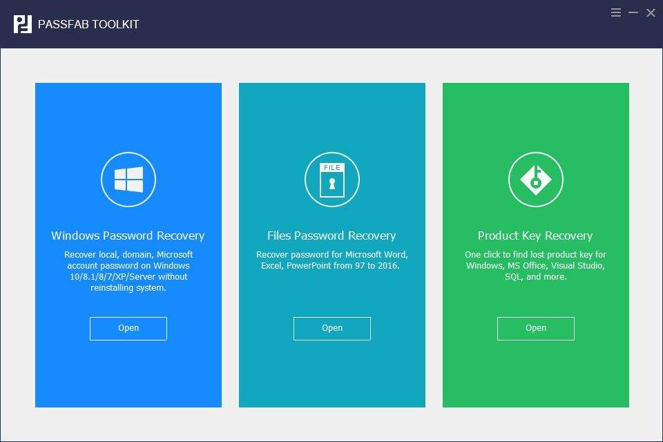 passfab toolkit recover passwords and product keys