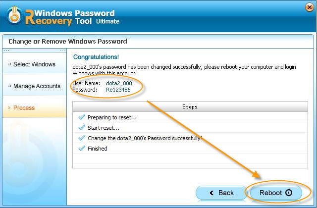 resete windows password successfully