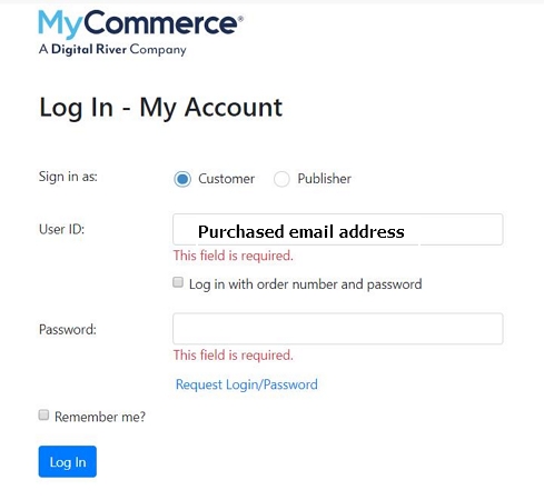 log in mycommerce